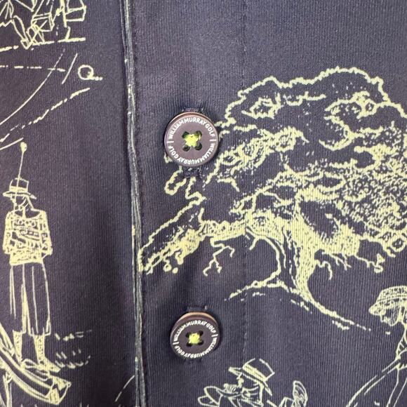 William Murray Men’s M Golf Polo Shirt Blue Golf Tree Print Stretch Performance - Picture 8 of 12